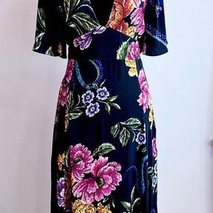 AFRM Black Floral Print Midi Dress